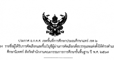 ประกาศรายชื่อผู้ได้รับการคัดเลือกและขึ้นบัญชีผู้ผ่านการคัดเลือกเพื่อบรรจุและแต่งตั้งให้ดำรงตำแหน่ง ศึกษานิเทศก์ สังกัดสำนักงานคณะกรรมการการศึกษาขั้นพื้นฐาน ปี พ.ศ. 2567